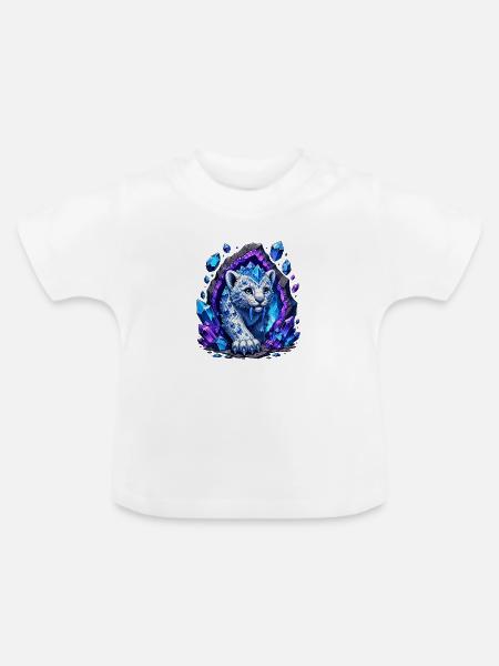 Eisleopard Kristallhöhle - Baby Bio-T-Shirt mit Rundhals - Weiß