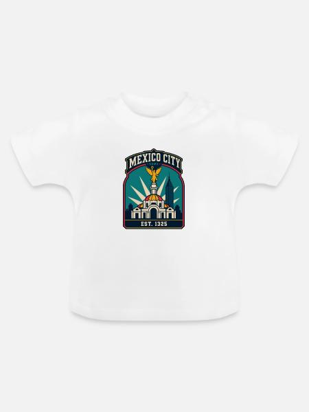 Mexico City Patch CDMX Est.1325 - Baby Bio-T-Shirt mit Rundhals - Weiß