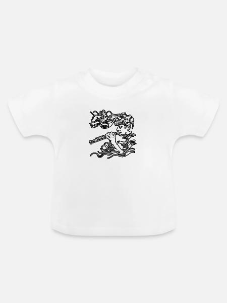 Flötenjunge Skizze - Baby Bio-T-Shirt mit Rundhals - Weiß