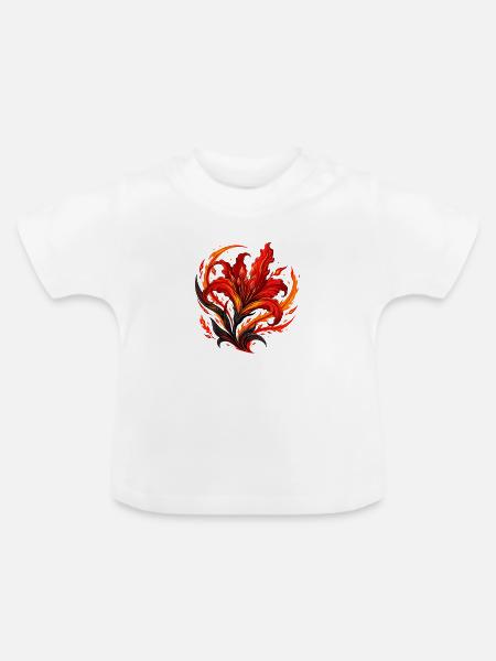 Flammenblüte – Feurige Blütenkunst - Baby Bio-T-Shirt mit Rundhals - Weiß