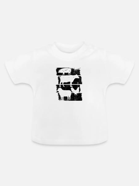 Bauernhof Tiere - Baby Bio-T-Shirt mit Rundhals - Weiß