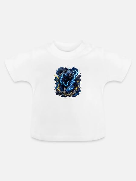 Blitzbär im Sturm - Baby Bio-T-Shirt mit Rundhals - Weiß
