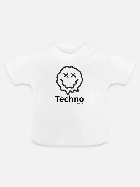Techno - Baby Bio-T-Shirt mit Rundhals - Weiß