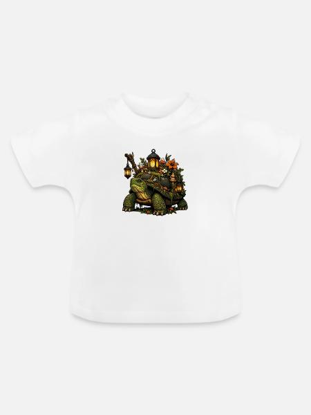 Laternen Schildkröte im Waldgarten - Baby Bio-T-Shirt mit Rundhals - Weiß