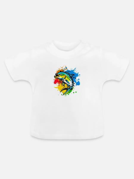 Angler Grafik - Baby Bio-T-Shirt mit Rundhals - Weiß