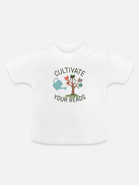 LeseGarten Geschenk Bücherfreunde Hobbygärtner - Baby Bio-T-Shirt mit Rundhals - Weiß