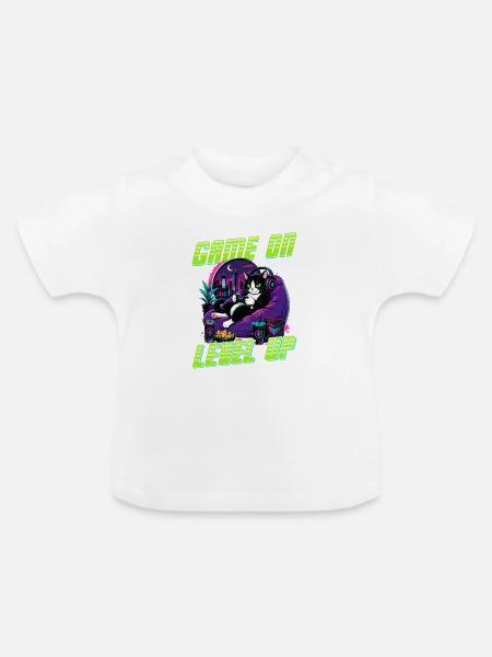 Gamer Gaming Cat Video Game - Baby Bio-T-Shirt mit Rundhals - Weiß