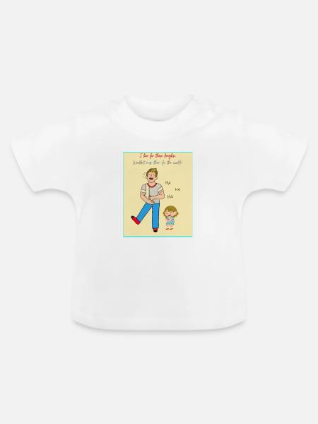 Lachmoment von Vater und Kind - Baby Bio-T-Shirt mit Rundhals - Weiß