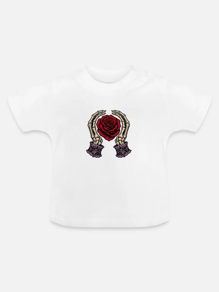 Skeletthände Rote Rose Gotische Tattoo - Baby Bio-T-Shirt mit Rundhals - Weiß