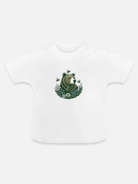 Alpenbärenbienen Edelweiss Volkskunst - Baby Bio-T-Shirt mit Rundhals - Weiß
