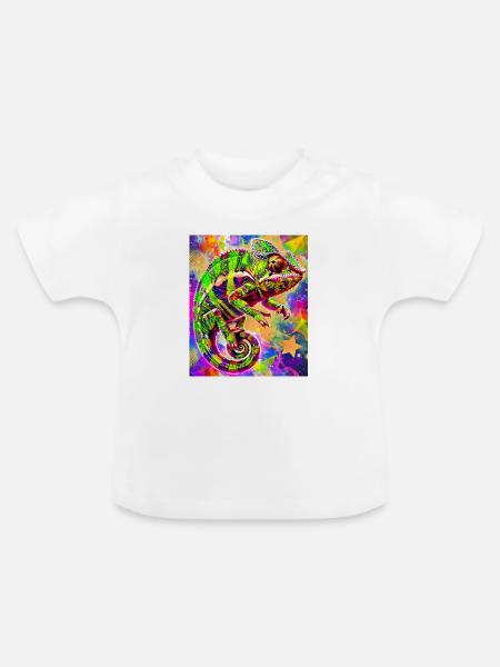 Chamäleon - Baby Bio-T-Shirt mit Rundhals - Weiß