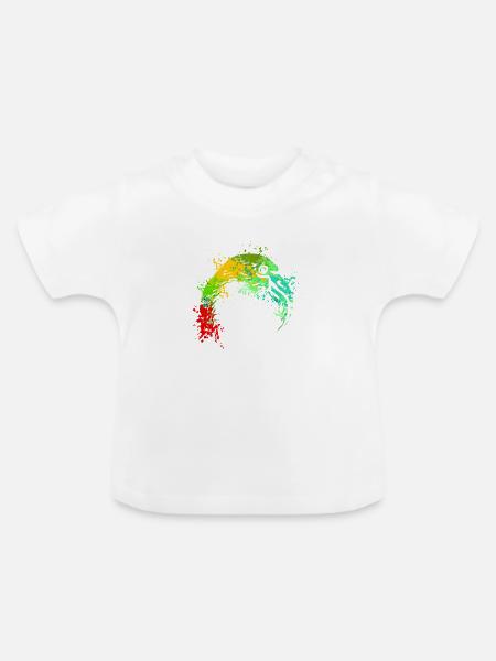 Flamingo Splash Art - Baby Bio-T-Shirt mit Rundhals - Weiß