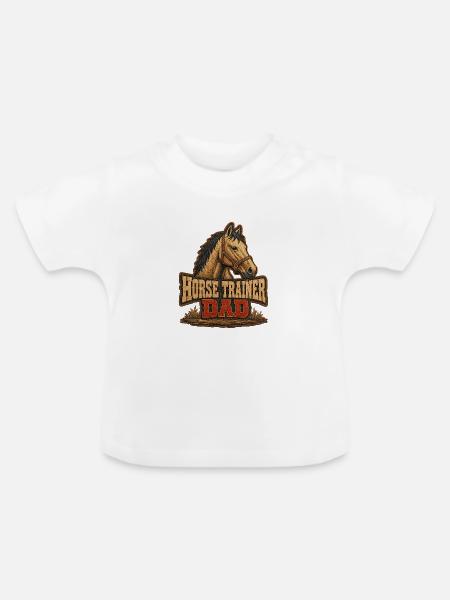 Pferdetrainer-Vater, robuster Stall-Reiter-Vater - Baby Bio-T-Shirt mit Rundhals - Weiß