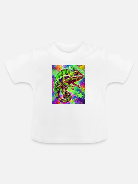 Chamäleon - Baby Bio-T-Shirt mit Rundhals - Weiß