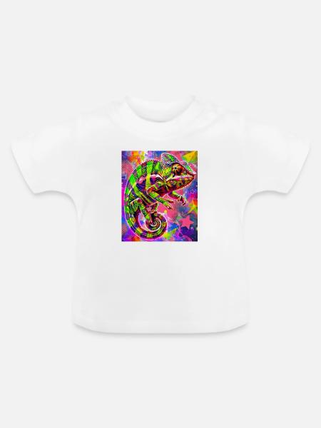 Chamäleon - Baby Bio-T-Shirt mit Rundhals - Weiß