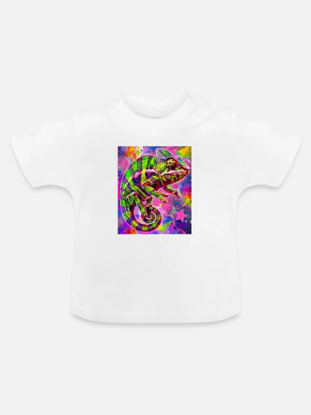 Chamäleon - Baby Bio-T-Shirt mit Rundhals - Weiß