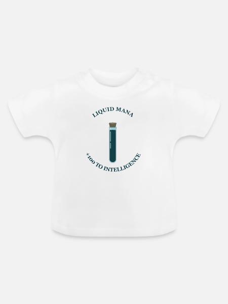 Flüssiges Mana – +100 Intelligenz - Baby Bio-T-Shirt mit Rundhals - Weiß