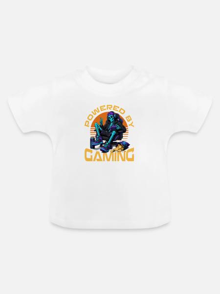 Skeleton Gamer Gaming Halloween - Baby Bio-T-Shirt mit Rundhals - Weiß