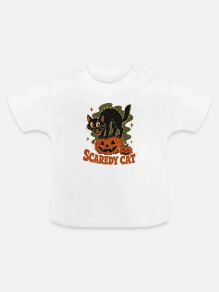 Angsthase am Kürbis-Halloween - Baby Bio-T-Shirt mit Rundhals - Weiß