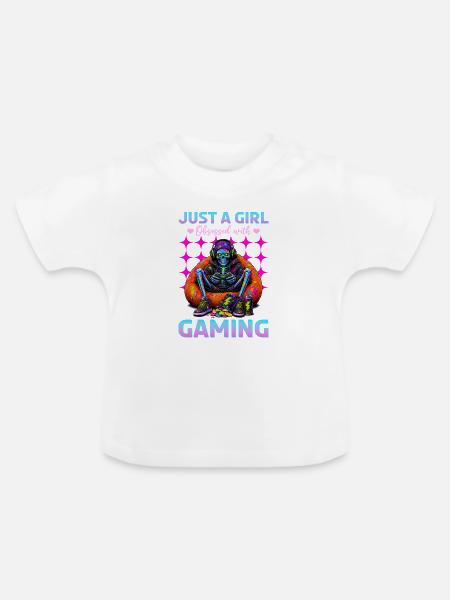 Skeleton Gamer Gaming Halloween - Baby Bio-T-Shirt mit Rundhals - Weiß
