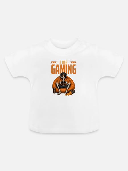 Skeleton Gamer Gaming Halloween - Baby Bio-T-Shirt mit Rundhals - Weiß