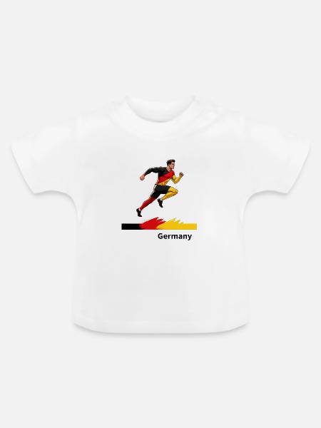 Deutschland Flaggenheld Sprint - Baby Bio-T-Shirt mit Rundhals - Weiß