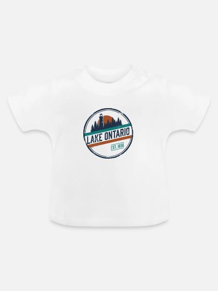 Lake Ontario Leuchtturm-Silhouette - Baby Bio-T-Shirt mit Rundhals - Weiß