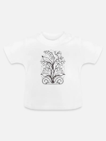 Blütenbaum Maiglöckchen - Baby Bio-T-Shirt mit Rundhals - Weiß