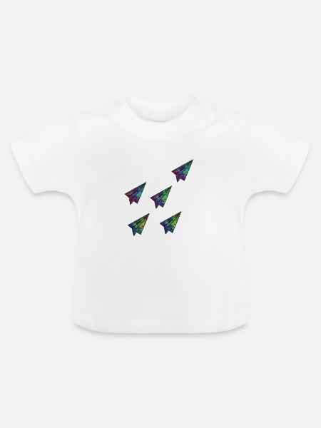 PaperPlaneFormation - Baby Bio-T-Shirt mit Rundhals - Weiß