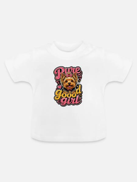 Yorkshire Terrier - Baby Bio-T-Shirt mit Rundhals - Weiß