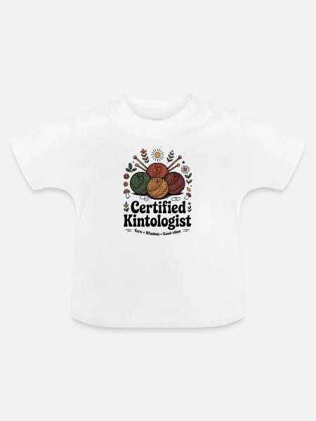 Knitting Lover – Yarn & Stricken Design - Baby Bio-T-Shirt mit Rundhals - Weiß