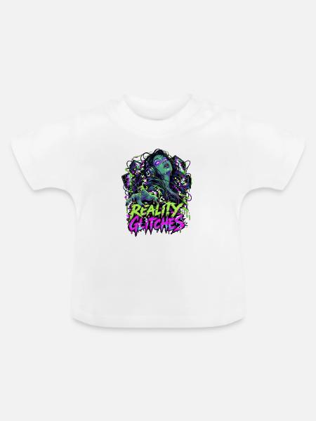 Reality Glitches Neon-Gamerkunst - Baby Bio-T-Shirt mit Rundhals - Weiß