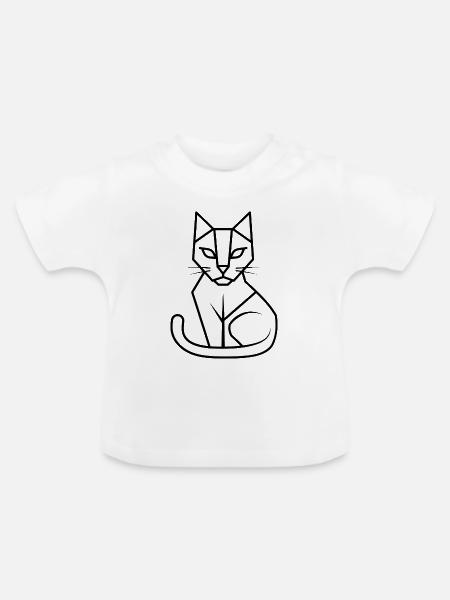 Katze Geometrie - Baby Bio-T-Shirt mit Rundhals - Weiß