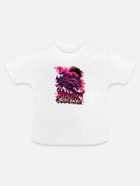 Neon Drache Flammensturm - Baby Bio-T-Shirt mit Rundhals - Weiß