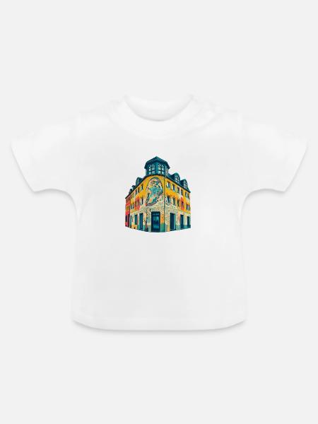 Nippes Eckhaus Retro - Baby Bio-T-Shirt mit Rundhals - Weiß