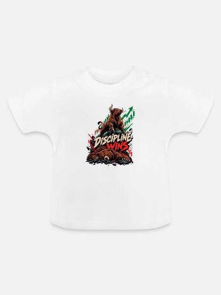 Disziplin siegt: Bulle und Bär - Baby Bio-T-Shirt mit Rundhals - Weiß