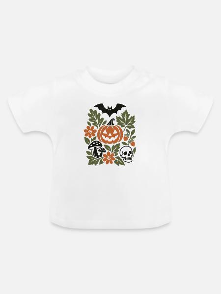 Botanisches Halloween - Baby Bio-T-Shirt mit Rundhals - Weiß