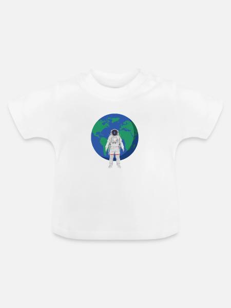 Astronaut vor der Erde - Baby Bio-T-Shirt mit Rundhals - Weiß