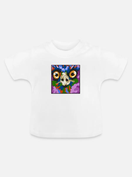 Buntes Tiergeist-Maske Kunstdruck - Baby Bio-T-Shirt mit Rundhals - Weiß
