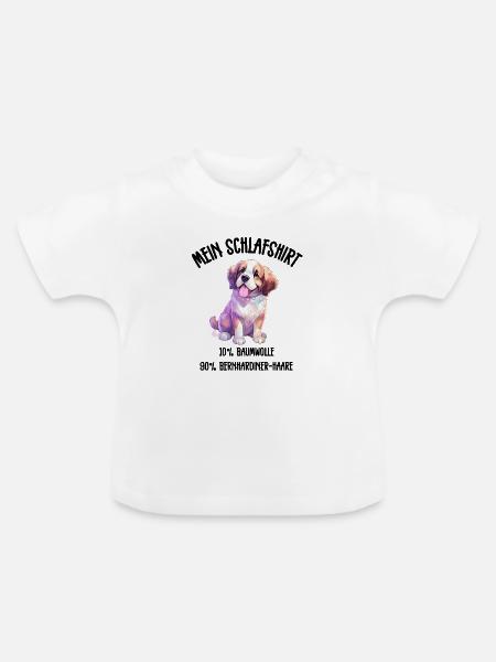 Bernhardiner Welpe Schlafshirt Bunt - Baby Bio-T-Shirt mit Rundhals - Weiß