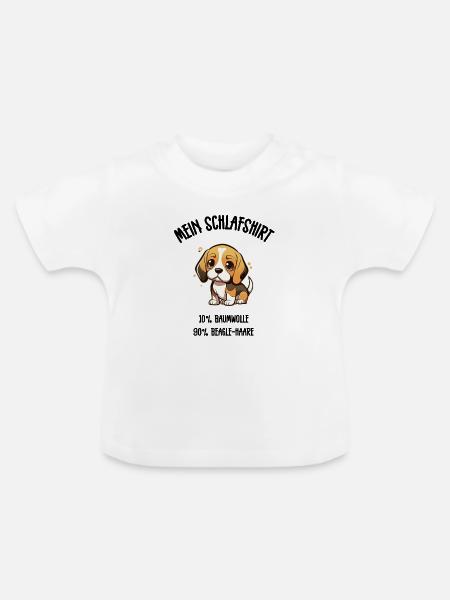 Süßer Beagle Welpe Schlafshirt Kulleraugen - Baby Bio-T-Shirt mit Rundhals - Weiß
