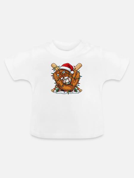 Baseball-Weihnachten - Baby Bio-T-Shirt mit Rundhals - Weiß