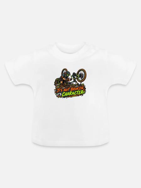 Charakter statt Bruch – Motocross - Baby Bio-T-Shirt mit Rundhals - Weiß