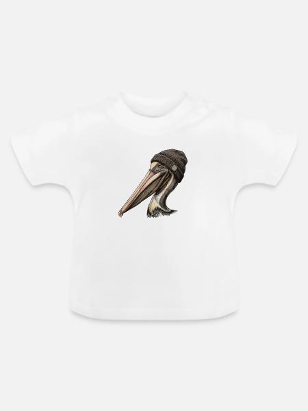 Pelikan mit Mütze - Baby Bio-T-Shirt mit Rundhals - Weiß