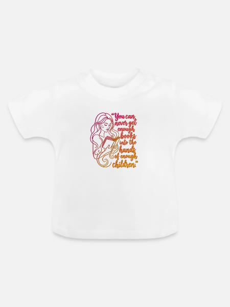 Nie genug Bücher bekommen Kinder - Baby Bio-T-Shirt mit Rundhals - Weiß