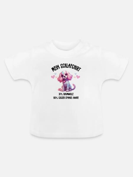 Cocker Spaniel Pastel Herzen Schlafshirt - Baby Bio-T-Shirt mit Rundhals - Weiß