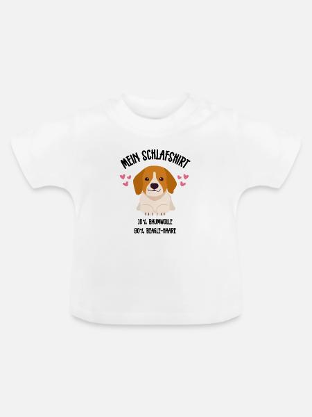 Beagle Comic Welpe Herzen Schlafshirt - Baby Bio-T-Shirt mit Rundhals - Weiß