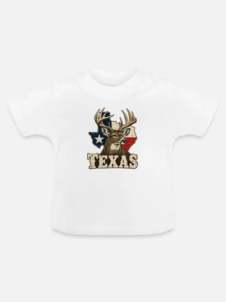 Texas Hirsch Flagge - Baby Bio-T-Shirt mit Rundhals - Weiß