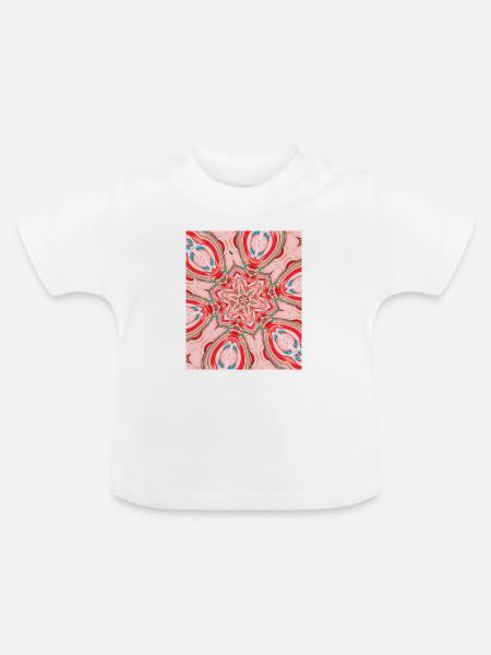 Kaleidoskope rosa-rot Mandala  - Baby Bio-T-Shirt mit Rundhals - Weiß