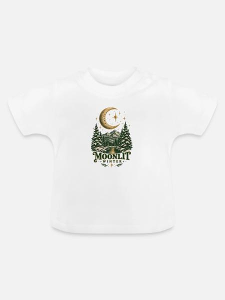 Mondbeschienener Winterwappen - Baby Bio-T-Shirt mit Rundhals - Weiß